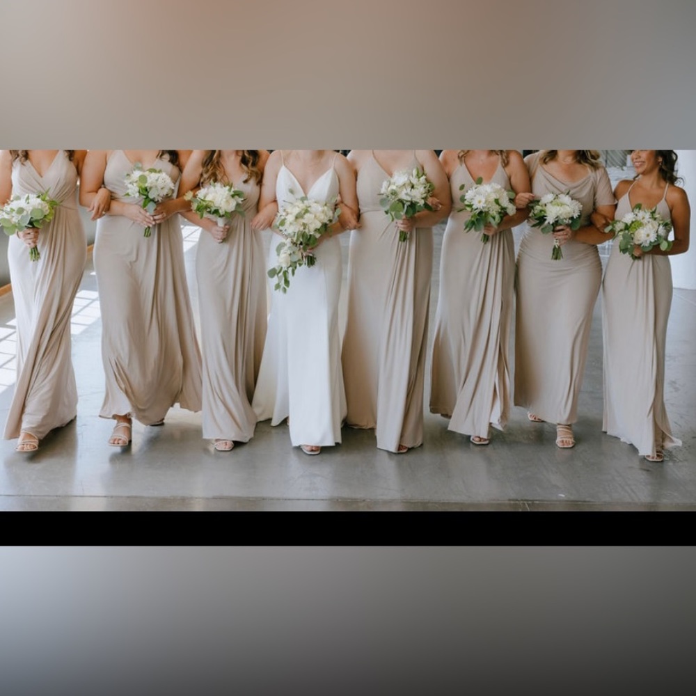 David’s Bridal - jersey a-line bridesmaid dress with knot detail